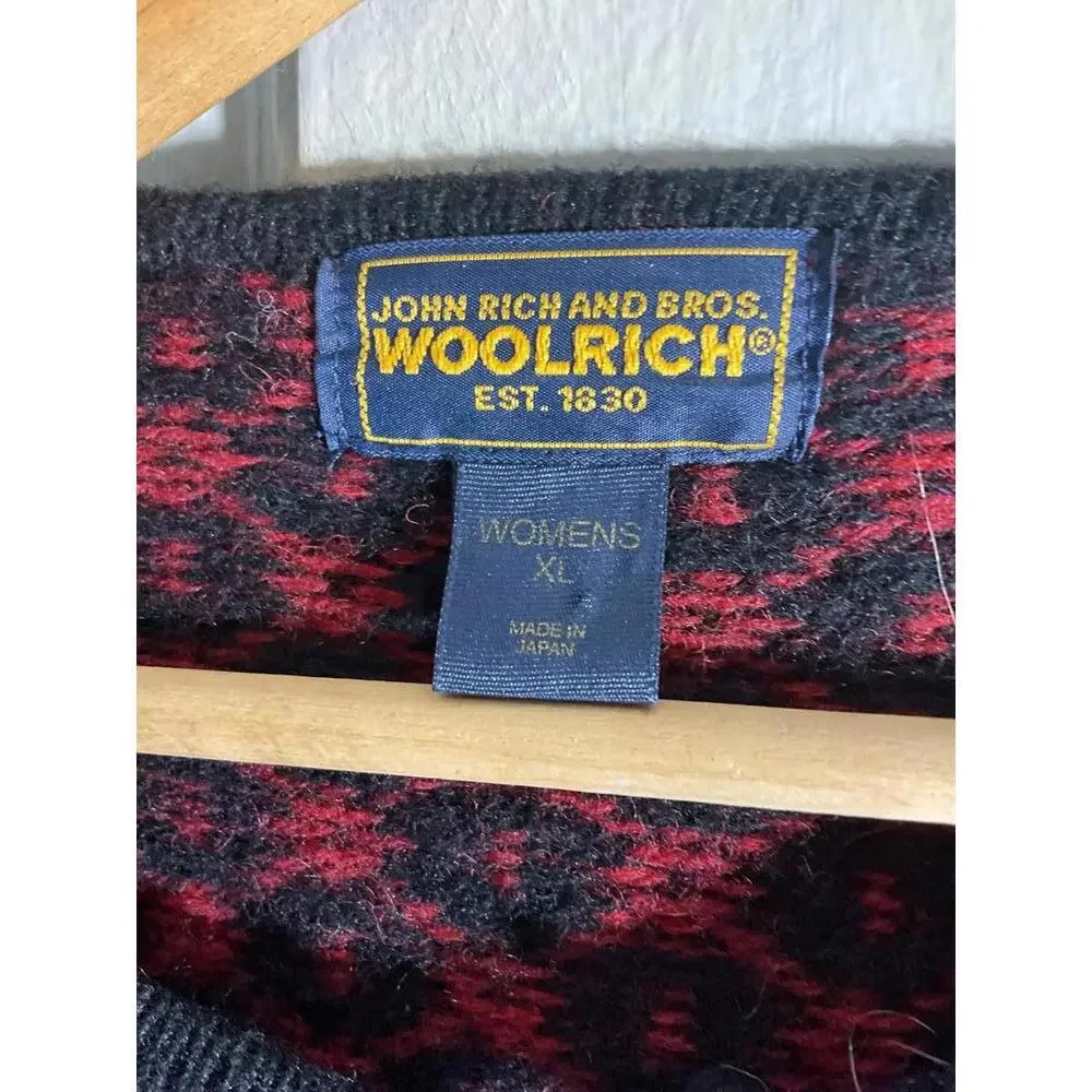 Woolrich Women's Red/Burgundy Embroidered Wool Cardigan Sweater XL - Picture 5 of 9
